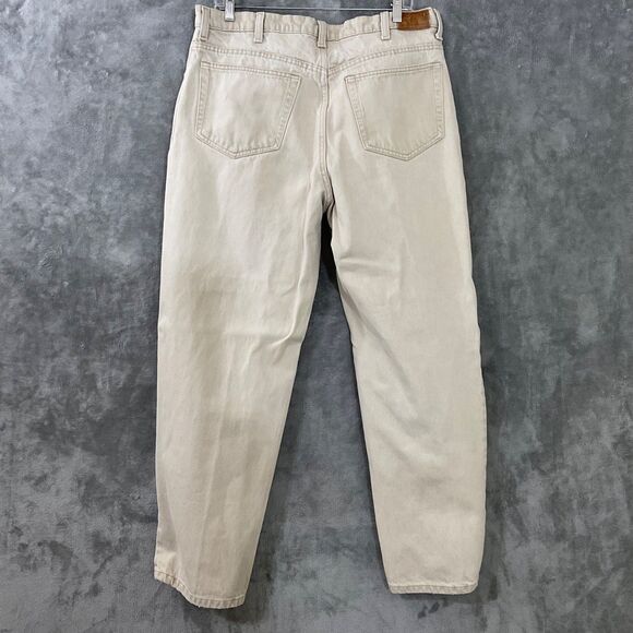 Lands' End Men’s Square Rigger Beige Jeans Made USA Tapered Size 34x30 - Picture 2 of 14